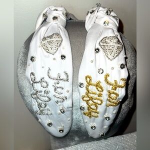 Wifey for lifey beaded pearl engagement ring wedding bride headband bachelorette